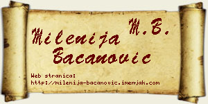 Milenija Bacanović vizit kartica